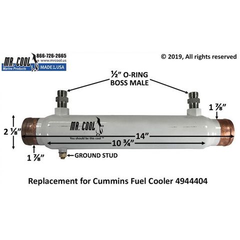 Cummins Fuel Cooler 10 3/4" Body Ends 1 7/8" & 2 7/8"