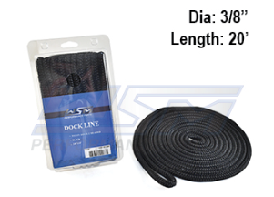 Docking Line Black  9.5mm X 6M (3/8" X 20 Ft)