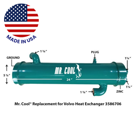 Volvo Heat Exchanger KAD 44 & 300 1 1/4" Water Fittings