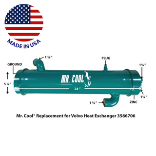 Volvo Heat Exchanger KAD 44 & 300 1 1/4" Water Fittings