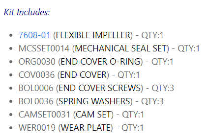 Minor Kit - JPR-S7630, S7627, S7632, S7608 & S7619 JMP Only