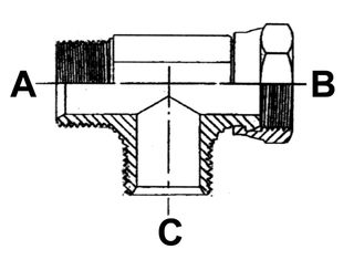 1/4" BSPP M X 1/4" BSPP F X 1/4" BSPP M TEE ST ADPTR SWVL SC STL