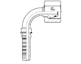 M36x2 METRIC F X 3/4 " HT (25S) 90 DEG HOSE TAIL SWVL STL