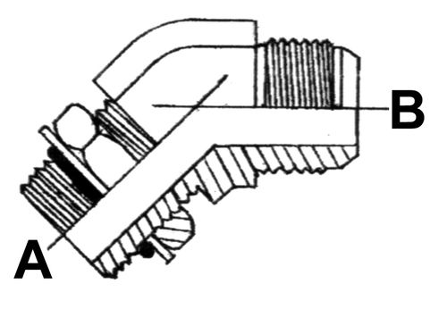 3/4" UNO M X 1.1/16" JIC M 45 DEG ELBOW ST ADPTR ADJ SC STL