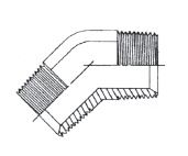 1.1/4" BSPP M X 1.1/4" BSPT M 45 DEG ELBOW ADPTR STST