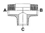 1.1/4" BSPP M X BSPP M X BSPT M TEE ST ADPTR STST