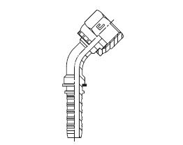1.7/16 " ORFS F X 3/4 " HT 45 DEG HOSE TAIL SWVL STL