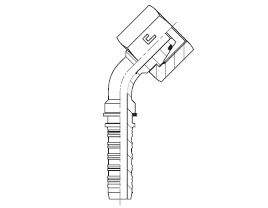 M18x1.5 METRIC F X 1/4 " HT (10S) 45 DEG HOSE TAIL SWVL STL