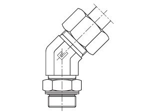 1" BSPP M X M36X2.0 (25S) METRIC M 45 DEG ELBOW STL