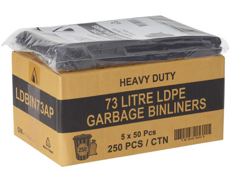 TAILORED PACKAGING BIN LINERS BLACK 920x760mm 73LT LDPE 250/CTN