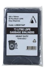 TAILORED PACKAGING BIN LINER BLACK 920 x 760mm 50PK SINGLE PACKS 73LT LDPE