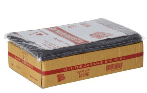 Tailored Packaging 120L Black Heavy Duty Bin Liners 1100 x 950 mm &ndash; LDPE, 100 Pack