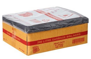 Tailored Packaging 240L Black Heavy Duty Bin Liners 1450 x 1140 mm &ndash; 240LT, 100 Pack