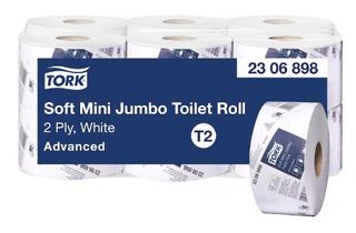 TORK T2  SOFT MINI JUMBO TOILET ROLL 2PLY 200M