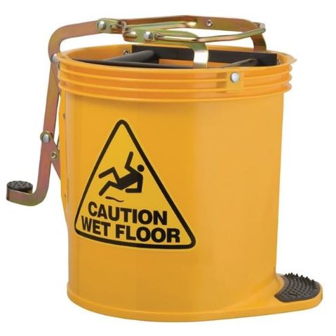 OATES CONTRACTOR ROLLER WRINGER BUCKET YELLOW PLASTIC 15LT