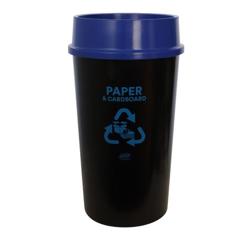 RECYCLING BIN &  BLUE LID 60L PAPER & CARDBOARD STICKER APPLIED