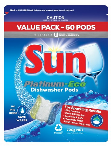 DIVERSEY SUN PLATINUM-ECO DISHWASHER PODS 60 TABLETS