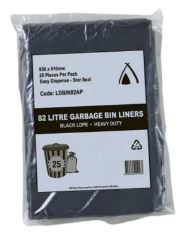 TAILORED PACKAGING BIN LINER BLACK HEAVY DUTY  950x810mm 82LT LD