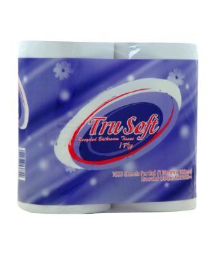 TRU SOFT TOILET ROLLS RECYCLED 1 PLY 4 PACK 48 rolls