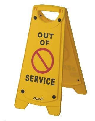 OATES NON-SLIP A-FRAME SIGN OUT OF SERVICE YELLOW