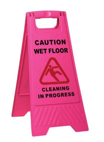 SABCO CAUTION WET FLOOR / CLEANING IN PROGRESS A-FRAME - PINK