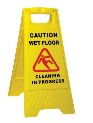 SABCO CAUTION WET FLOOR  CLEANING IN PROGRESS AFRAME YELLOW