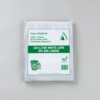 TAILORED PACKAGING BIN LINER LDPE  EPI WHITE 240LT