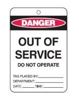 OUT OF SERVICE TAGS PAPER BUNDLE EACH