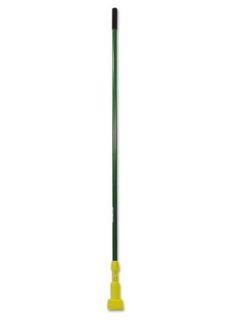 RUBBERMAID CLAMP STYLE ROUGH MOP GREEN HANDLE PLASTIC YELLOW HEAD FIBERGLASS HANDLE