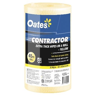 OATES CONTRACTOR EXTRA THICK WIPES ON A ROLL 90S YELLOW 165294