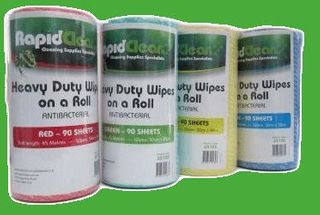 RAPID CLEAN HEAVY DUTY ANTIBAC WIPES ON A ROLL RED 90S