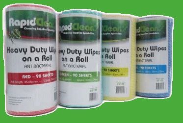 RAPID CLEAN HEAVY DUTY ANTIBAC WIPES ON A ROLL GREEN 90S