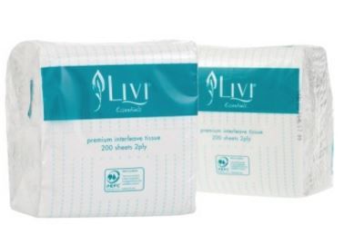 LIVI ESSENTIALS INTERLEAVED TOILET TISSUE 2PLY 250 SHEET