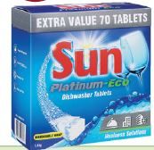 DIVERSEY SUN PLATINUM-ECO DISHWASHER TABLETS PKT 70 TABLETS