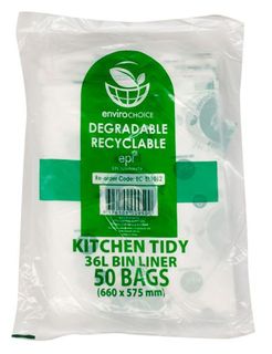 ENVIROCHOICE BIN LINER BIODEGRADABLE CLEAR 36LT 500 BAGS PER CARTON