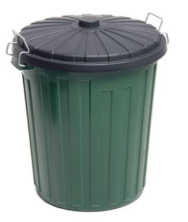 SABCO PLASTIC GARBAGE BIN GREEN WITH BLACK LID 46LT