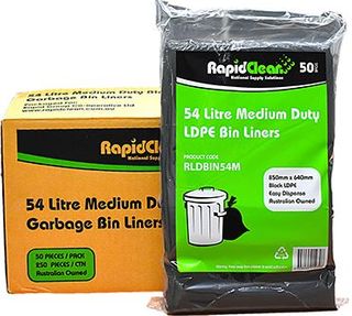 RAPID BIN LINER BLACK MEDIUM DUTY LD 54LT