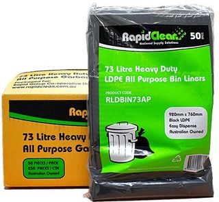 RAPID BIN LINER ALL PURPOSE BLACK  73LT