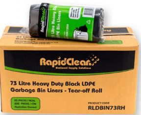 RAPID BIN LINER BLACK HEAVY DUTY ROLL 73LT