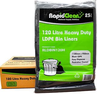 RAPID BIN LINER BLACK HEAVY DUTY 120LT