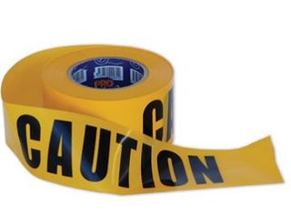 CAUTION  ON YELLOW HAZARD TAPE