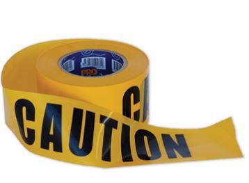 CAUTION  ON YELLOW HAZARD TAPE