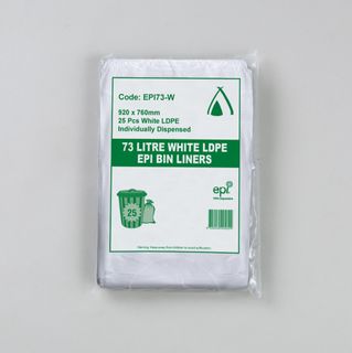 TAILORED PACKAGING BIN LINER WHITE LDPE 73LT+ EPI 1C 1S