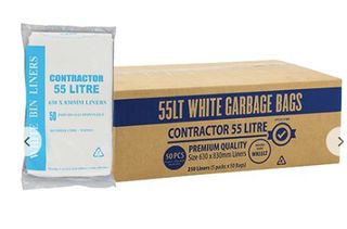 CONTRACTOR WHITE BIN LINER STAR SEAL 55LT