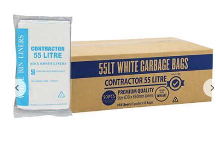 CONTRACTOR WHITE BIN LINER STAR SEAL 55LT