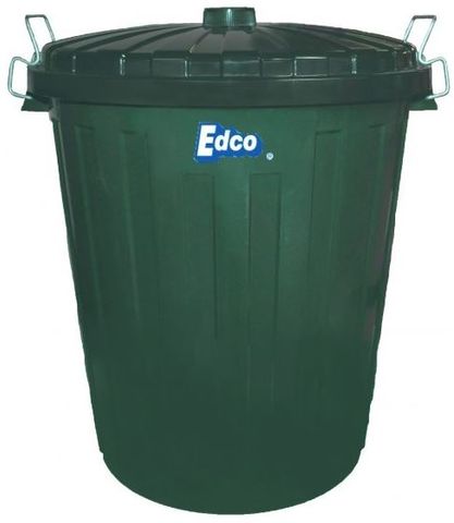 EDCO PLASTIC GARBAGE BIN WITH LID GREEN 73LT