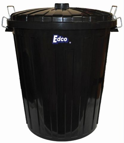 EDCO PLASTIC GARBAGE BIN WITH LID BLACK 73LT