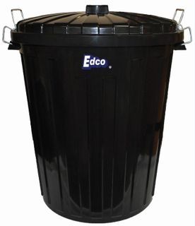 EDCO PLASTIC GARBAGE BIN WITH LID BLACK 73LT