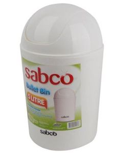 SABCO BULLET BIN WITH SWING LID - WHITE - 5L
