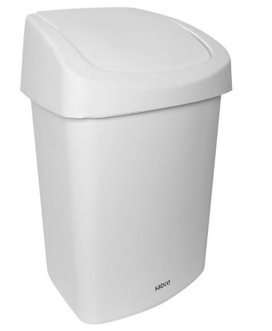 SABCO RUBBISH BIN SWING STOP LID WHITE 50LT